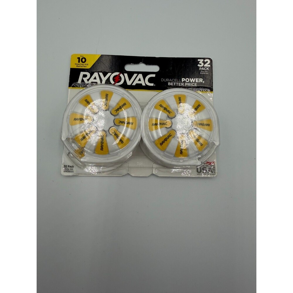 Rayovac Size 10 Hearing Aid Batteries, (32 Pack) Batteries Best By 07/2027- NEW